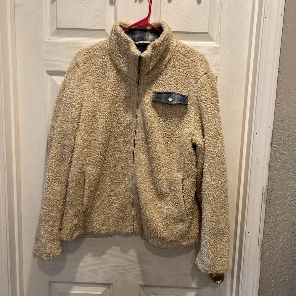 Pendleton Women's‎ Cream Fuzzy Sherpa Full Zip Jacket Outdoor Size XL Cozy